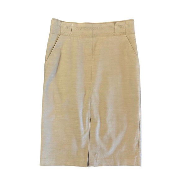 Ann Taylor Dresses & Skirts - Ann Taylor Loft Pencil Skirt Womens 8 Tan Khaki Flat Front Pockets Linen Blend